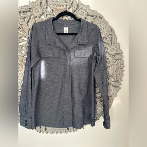 Patagonia Women's Long Sleeved Chambray shirt organic cotton BLUE 10 - Picture 5 of 16